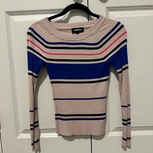 Express Striped Pink Ribbed Sweater